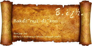 Bakányi Ákos névjegykártya